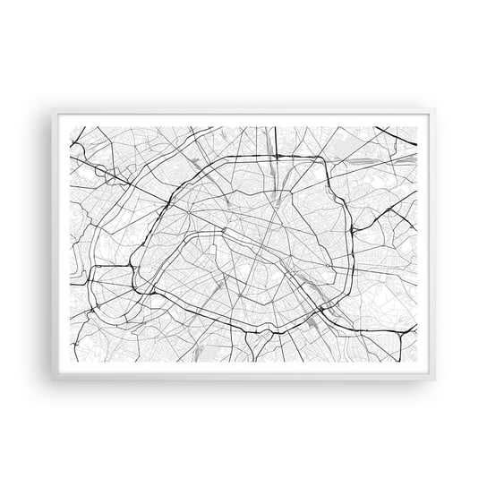 Obraz - Plakat - Kwiat Paryża - 100x70cm - Miasto Mapa Miasta Paryż - Foto Plakaty w ramie koloru białego do Salonu Sypialni ARTTOR ARTTOR