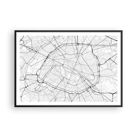 Obraz - Plakat - Kwiat Paryża - 100x70cm - Miasto Mapa Miasta Paryż - Foto Plakaty w ramie koloru czarnego do Salonu Sypialni ARTTOR ARTTOR