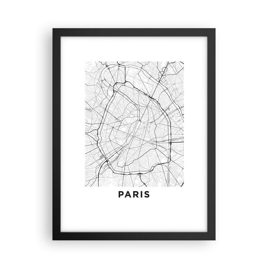 Obraz - Plakat - Kwiat Paryża - 30x40cm - Miasto Mapa Miasta Paryż - Foto Plakaty na ścianę w czarnej ramie - Plakat do Salonu Sypialni ARTTOR ARTTOR