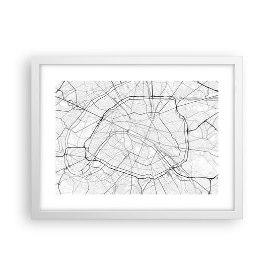 Obraz - Plakat - Kwiat Paryża - 40x30cm - Miasto Mapa Miasta Paryż - Foto Plakaty na ścianę w ramie białej - Plakat do Salonu Sypialni ARTTOR ARTTOR
