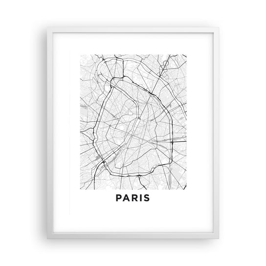 Obraz - Plakat - Kwiat Paryża - 40x50cm - Miasto Mapa Miasta Paryż - Foto Plakaty w ramie koloru białego do Salonu Sypialni ARTTOR ARTTOR