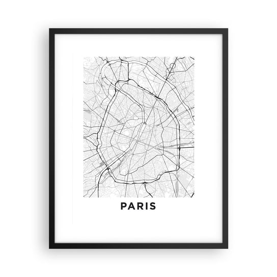 Obraz - Plakat - Kwiat Paryża - 40x50cm - Miasto Mapa Miasta Paryż - Foto Plakaty w ramie koloru czarnego do Salonu Sypialni ARTTOR ARTTOR