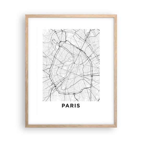 Obraz - Plakat - Kwiat Paryża - 40x50cm - Miasto Mapa Miasta Paryż - Foto Plakaty w ramie koloru jasny dąb do Salonu Sypialni ARTTOR ARTTOR