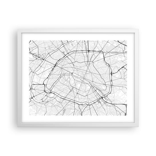 Obraz - Plakat - Kwiat Paryża - 50x40cm - Miasto Mapa Miasta Paryż - Foto Plakaty w ramie koloru białego do Salonu Sypialni ARTTOR ARTTOR