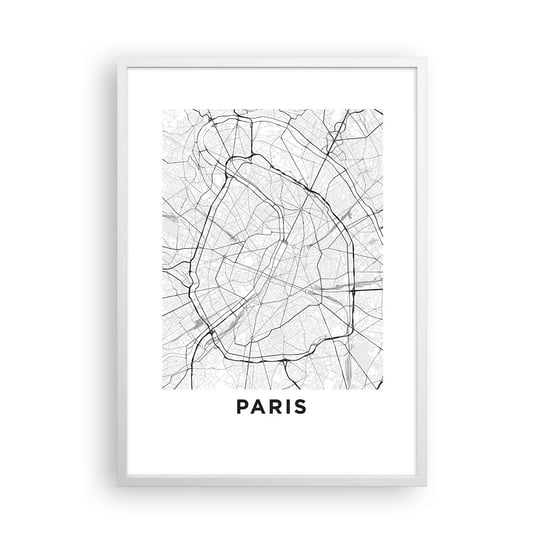Obraz - Plakat - Kwiat Paryża - 50x70cm - Miasto Mapa Miasta Paryż - Nowoczesny modny obraz Plakat rama biała ARTTOR ARTTOR