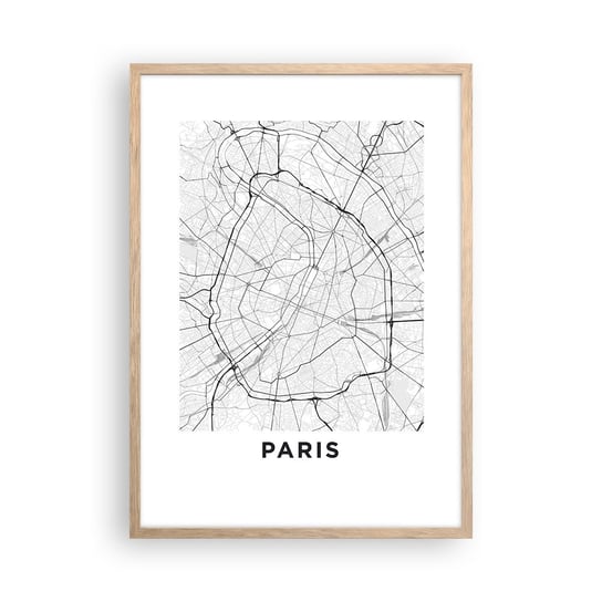 Obraz - Plakat - Kwiat Paryża - 50x70cm - Miasto Mapa Miasta Paryż - Nowoczesny modny obraz Plakat rama jasny dąb ARTTOR ARTTOR