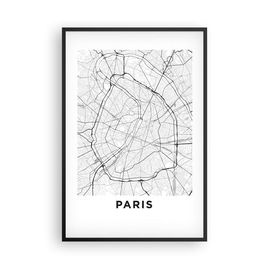 Obraz - Plakat - Kwiat Paryża - 61x91cm - Miasto Mapa Miasta Paryż - Foto Plakaty na ścianę w czarnej ramie - Plakat do Salonu Sypialni ARTTOR ARTTOR