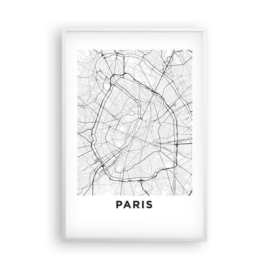 Obraz - Plakat - Kwiat Paryża - 61x91cm - Miasto Mapa Miasta Paryż - Foto Plakaty na ścianę w ramie białej - Plakat do Salonu Sypialni ARTTOR ARTTOR