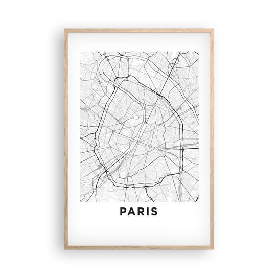 Obraz - Plakat - Kwiat Paryża - 61x91cm - Miasto Mapa Miasta Paryż - Foto Plakaty na ścianę w ramie jasny dąb - Plakat do Salonu Sypialni ARTTOR ARTTOR