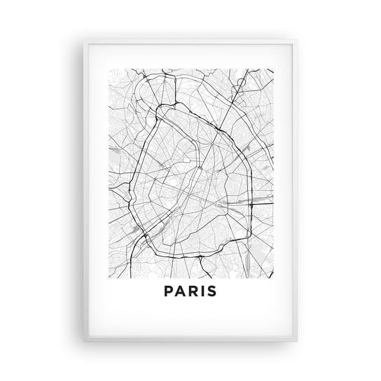 Obraz - Plakat - Kwiat Paryża - 70x100cm - Miasto Mapa Miasta Paryż - Foto Plakaty w ramie koloru białego do Salonu Sypialni ARTTOR ARTTOR