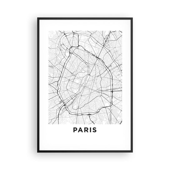 Obraz - Plakat - Kwiat Paryża - 70x100cm - Miasto Mapa Miasta Paryż - Foto Plakaty w ramie koloru czarnego do Salonu Sypialni ARTTOR ARTTOR