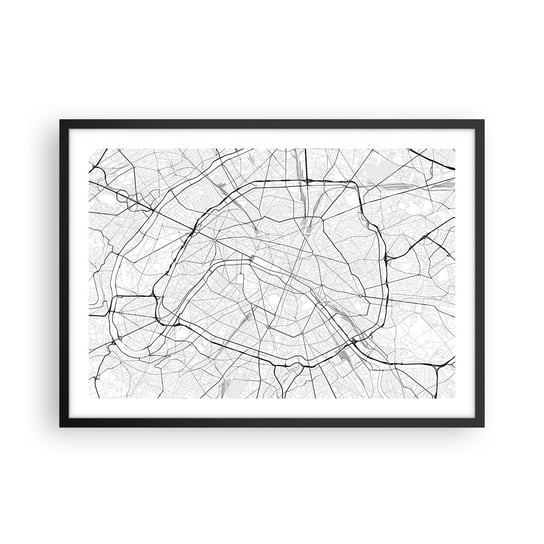 Obraz - Plakat - Kwiat Paryża - 70x50cm - Miasto Mapa Miasta Paryż - Nowoczesny modny obraz Plakat czarna rama ARTTOR ARTTOR