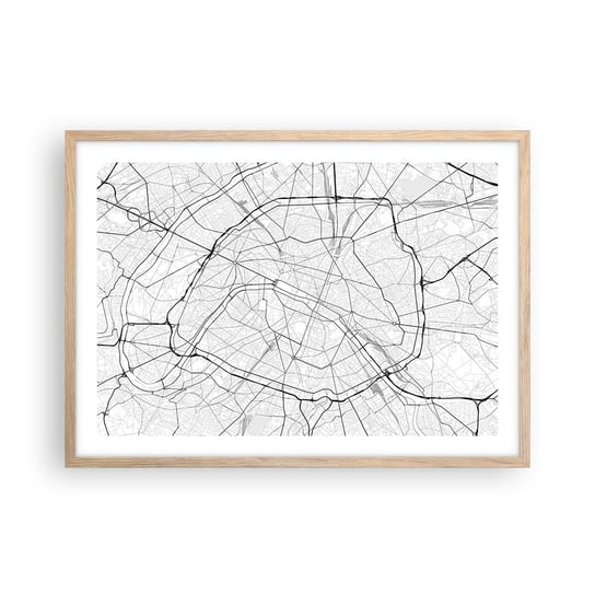 Obraz - Plakat - Kwiat Paryża - 70x50cm - Miasto Mapa Miasta Paryż - Nowoczesny modny obraz Plakat rama jasny dąb ARTTOR ARTTOR