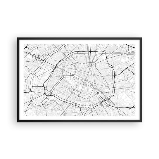Obraz - Plakat - Kwiat Paryża - 91x61cm - Miasto Mapa Miasta Paryż - Foto Plakaty na ścianę w czarnej ramie - Plakat do Salonu Sypialni ARTTOR ARTTOR