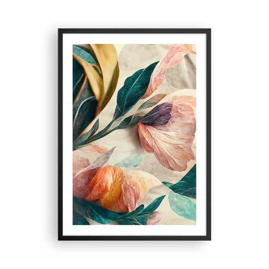 Obraz - Plakat - Kwiaty wysp południowych - 50x70cm - Kwiaty Vintage Botanika - Nowoczesny modny obraz Plakat czarna rama ARTTOR ARTTOR