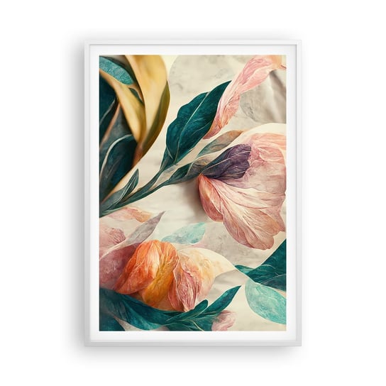 Obraz - Plakat - Kwiaty wysp południowych - 70x100cm - Kwiaty Vintage Botanika - Foto Plakaty w ramie koloru białego do Salonu Sypialni ARTTOR ARTTOR