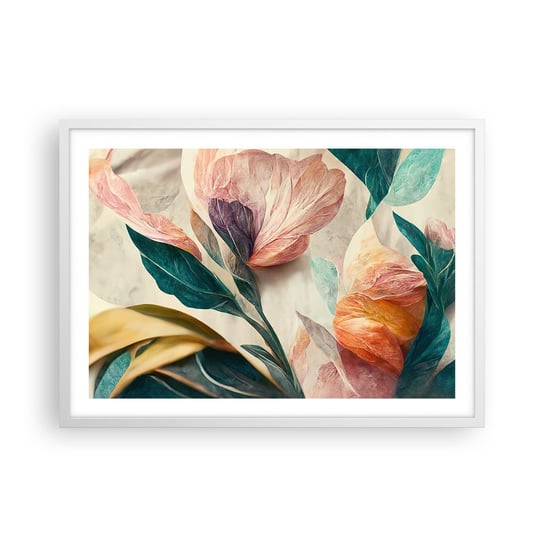 Obraz - Plakat - Kwiaty wysp południowych - 70x50cm - Kwiaty Vintage Botanika - Nowoczesny modny obraz Plakat rama biała ARTTOR ARTTOR