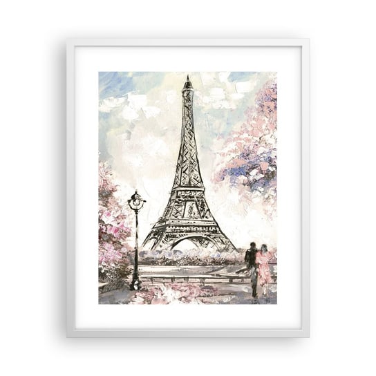 Obraz - Plakat - Kwietniowy spacer po Paryżu - 40x50cm - Miasto Wieża Eiffla Parkowa Alejka - Foto Plakaty w ramie koloru białego do Salonu Sypialni ARTTOR ARTTOR