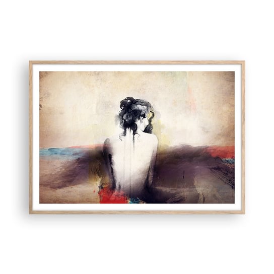 Obraz - Plakat - Łagodne linie, owalne kształty - 100x70cm - Kobieta Ciało Sztuka - Foto Plakaty w ramie koloru jasny dąb do Salonu Sypialni ARTTOR ARTTOR