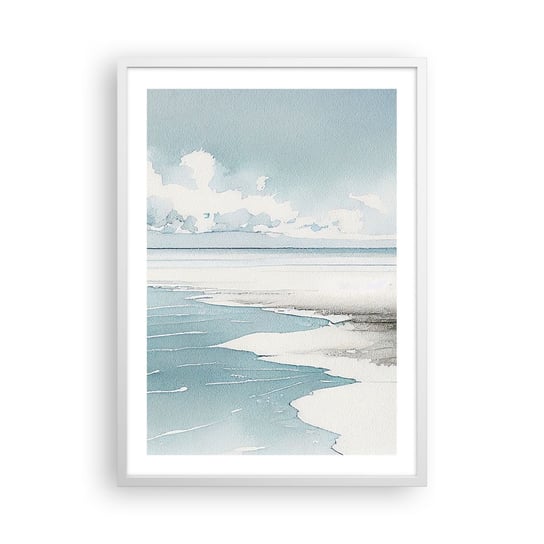 Obraz - Plakat - Łagodny przypływ - 50x70cm - Brzeg Morza Plaża Spokój - Nowoczesny modny obraz Plakat rama biała ARTTOR ARTTOR
