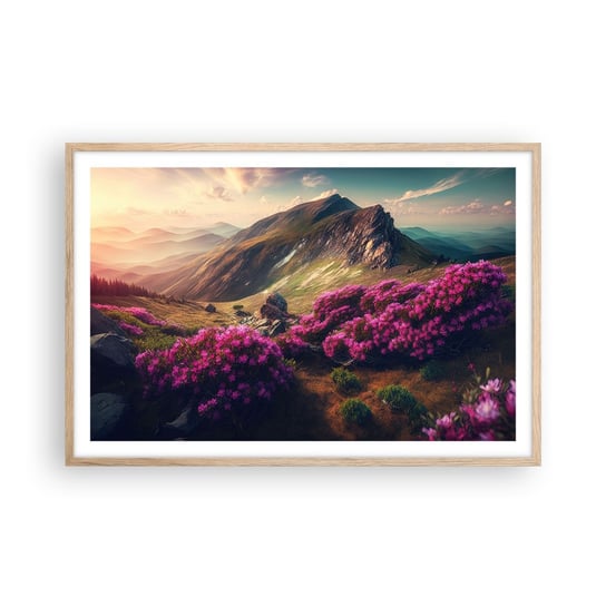 Obraz - Plakat - Lato w górach - 91x61cm - Krajobraz Natura Góry - Foto Plakaty na ścianę w ramie jasny dąb - Plakat do Salonu Sypialni ARTTOR ARTTOR