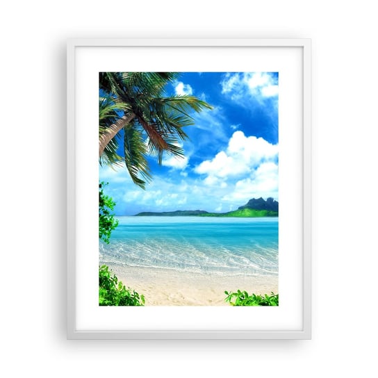 Obraz - Plakat - Lazur tropików - 40x50cm - Krajobraz Ocean Plaża - Foto Plakaty w ramie koloru białego do Salonu Sypialni ARTTOR ARTTOR