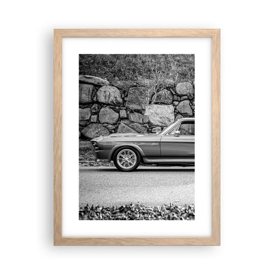 Obraz - Plakat - Legenda lat 60. - 30x40cm - Samochód Vintage Motoryzacja Samochód Sportowy - Foto Plakaty na ścianę w ramie jasny dąb - Plakat do Salonu Sypialni ARTTOR ARTTOR