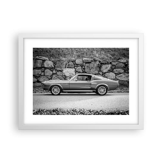 Obraz - Plakat - Legenda lat 60. - 40x30cm - Samochód Vintage Motoryzacja Samochód Sportowy - Foto Plakaty na ścianę w ramie białej - Plakat do Salonu Sypialni ARTTOR ARTTOR