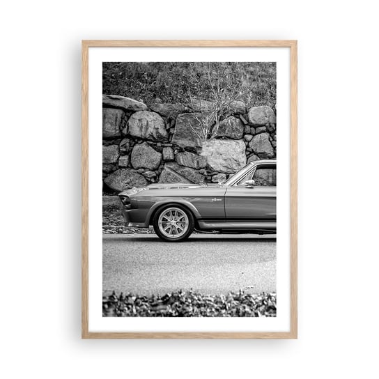 Obraz - Plakat - Legenda lat 60. - 50x70cm - Samochód Vintage Motoryzacja Samochód Sportowy - Nowoczesny modny obraz Plakat rama jasny dąb ARTTOR ARTTOR