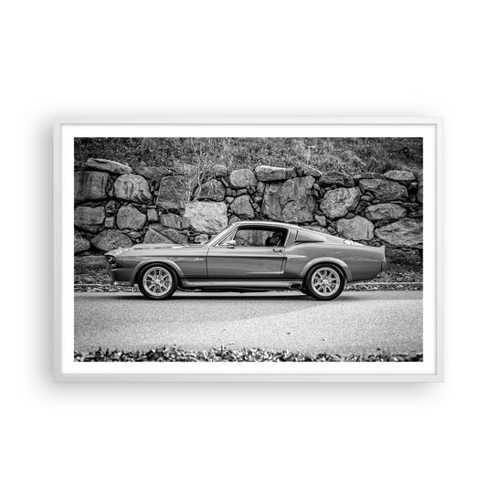 Obraz - Plakat - Legenda lat 60. - 91x61cm - Samochód Vintage Motoryzacja Samochód Sportowy - Foto Plakaty na ścianę w ramie białej - Plakat do Salonu Sypialni ARTTOR ARTTOR