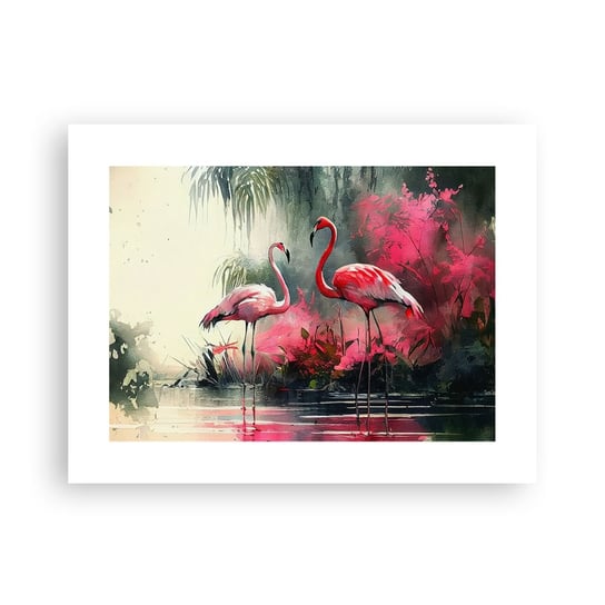 Obraz - Plakat - Lekcja naturalnego wdzięku - 40x30cm - Flamingi Sztuka Pejzaż - Foto Plakaty na ścianę bez ramy - Plakat do Salonu Sypialni ARTTOR ARTTOR