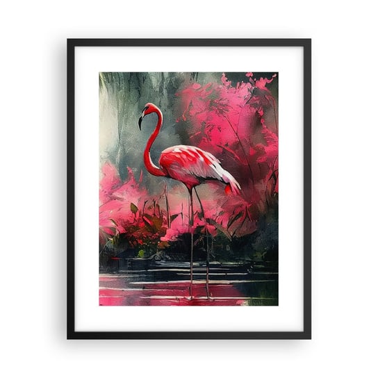 Obraz - Plakat - Lekcja naturalnego wdzięku - 40x50cm - Flamingi Sztuka Pejzaż - Foto Plakaty w ramie koloru czarnego do Salonu Sypialni ARTTOR ARTTOR