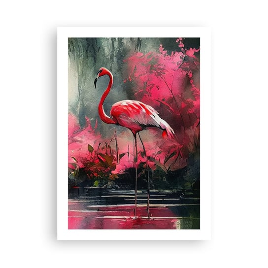 Obraz - Plakat - Lekcja naturalnego wdzięku - 50x70cm - Flamingi Sztuka Pejzaż - Nowoczesny modny obraz Plakat bez ramy do Salonu Sypialni ARTTOR ARTTOR