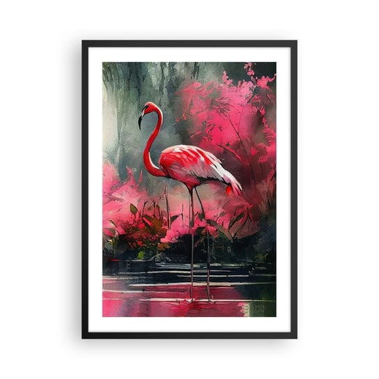 Obraz - Plakat - Lekcja naturalnego wdzięku - 50x70cm - Flamingi Sztuka Pejzaż - Nowoczesny modny obraz Plakat czarna rama ARTTOR ARTTOR