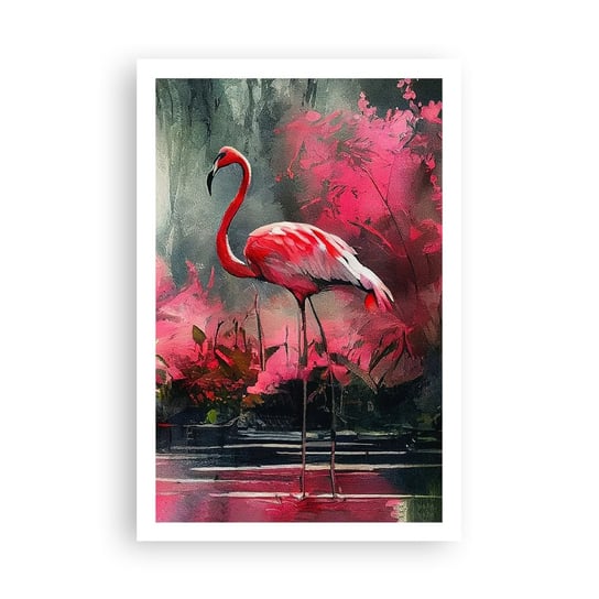 Obraz - Plakat - Lekcja naturalnego wdzięku - 61x91cm - Flamingi Sztuka Pejzaż - Foto Plakaty na ścianę bez ramy - Plakat do Salonu Sypialni ARTTOR ARTTOR