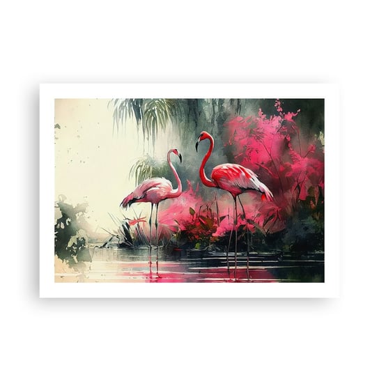 Obraz - Plakat - Lekcja naturalnego wdzięku - 70x50cm - Flamingi Sztuka Pejzaż - Nowoczesny modny obraz Plakat bez ramy do Salonu Sypialni ARTTOR ARTTOR