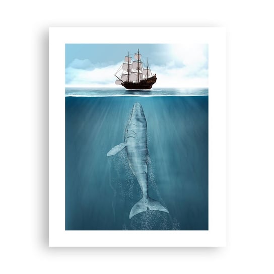 Obraz - Plakat - Lepiej nie wiedzieć - 40x50cm - Wieloryb Żaglowiec Ocean - Foto Plakaty bez ramy do Salonu Sypialni ARTTOR ARTTOR