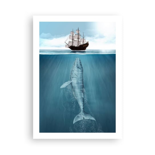 Obraz - Plakat - Lepiej nie wiedzieć - 50x70cm - Wieloryb Żaglowiec Ocean - Nowoczesny modny obraz Plakat bez ramy do Salonu Sypialni ARTTOR ARTTOR