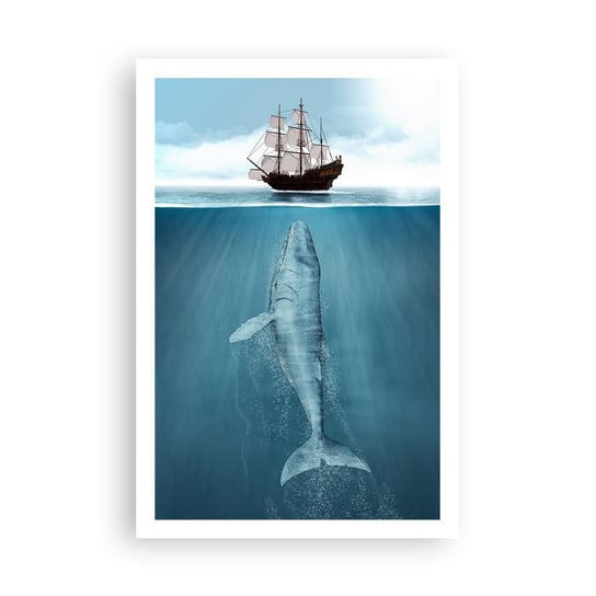 Obraz - Plakat - Lepiej nie wiedzieć - 61x91cm - Wieloryb Żaglowiec Ocean - Foto Plakaty na ścianę bez ramy - Plakat do Salonu Sypialni ARTTOR ARTTOR