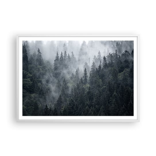 Obraz - Plakat - Leśny świt - 100x70cm - Krajobraz Las Natura - Foto Plakaty w ramie koloru białego do Salonu Sypialni ARTTOR ARTTOR