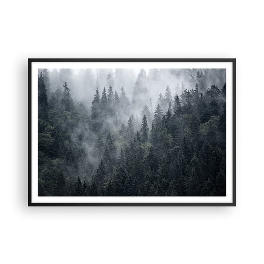 Obraz - Plakat - Leśny świt - 100x70cm - Krajobraz Las Natura - Foto Plakaty w ramie koloru czarnego do Salonu Sypialni ARTTOR ARTTOR