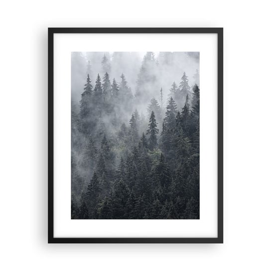 Obraz - Plakat - Leśny świt - 40x50cm - Krajobraz Las Natura - Foto Plakaty w ramie koloru czarnego do Salonu Sypialni ARTTOR ARTTOR
