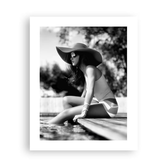 Obraz - Plakat - Letnie marzenie - 40x50cm - Kobieta Kapelusz Basen - Foto Plakaty bez ramy do Salonu Sypialni ARTTOR ARTTOR