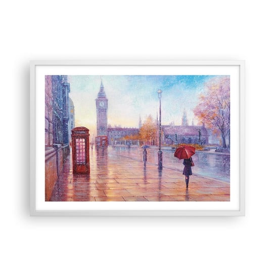 Obraz - Plakat - Londyński jesienny dzień - 70x50cm - Miasto Londyn Architektura - Nowoczesny modny obraz Plakat rama biała ARTTOR ARTTOR