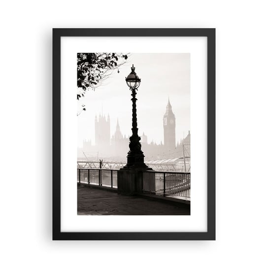 Obraz - Plakat - Londyński poranek - 30x40cm - Architektura Londyn Miasto - Foto Plakaty na ścianę w czarnej ramie - Plakat do Salonu Sypialni ARTTOR ARTTOR