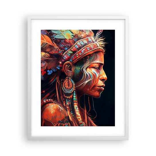 Obraz - Plakat - Magiczny rytuał - 40x50cm - Szaman Indianin Ayahuasca - Foto Plakaty w ramie koloru białego do Salonu Sypialni ARTTOR ARTTOR