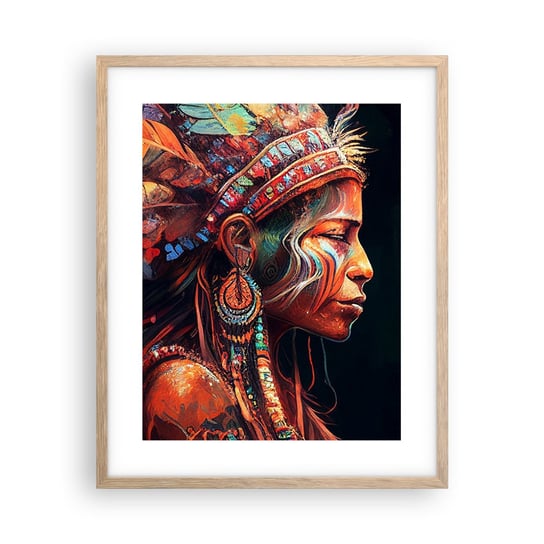 Obraz - Plakat - Magiczny rytuał - 40x50cm - Szaman Indianin Ayahuasca - Foto Plakaty w ramie koloru jasny dąb do Salonu Sypialni ARTTOR ARTTOR