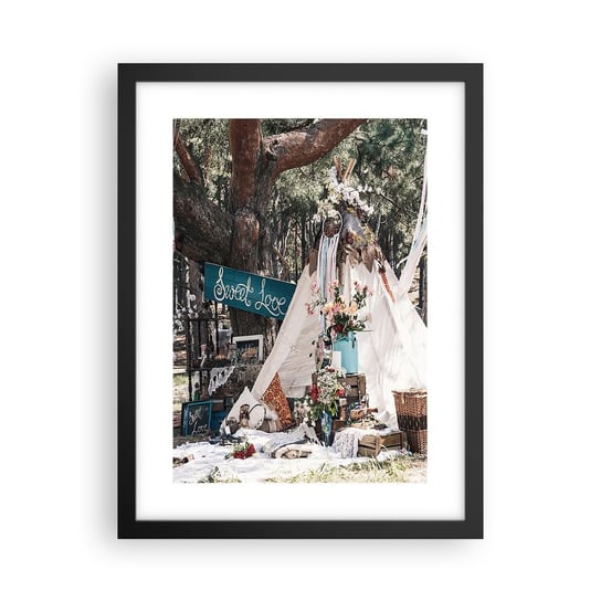 Obraz - Plakat - Make love… - 30x40cm - Krajobraz Vintage Boho - Foto Plakaty na ścianę w czarnej ramie - Plakat do Salonu Sypialni ARTTOR ARTTOR