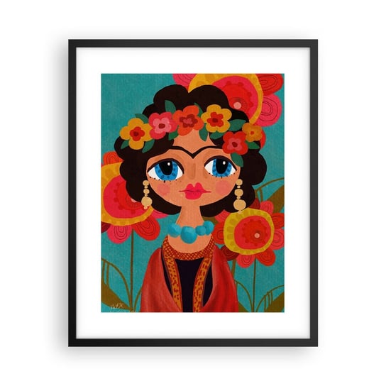 Obraz - Plakat - Makowa panienka - 40x50cm - Frida Kwiatki Kolorowy - Foto Plakaty w ramie koloru czarnego do Salonu Sypialni ARTTOR ARTTOR