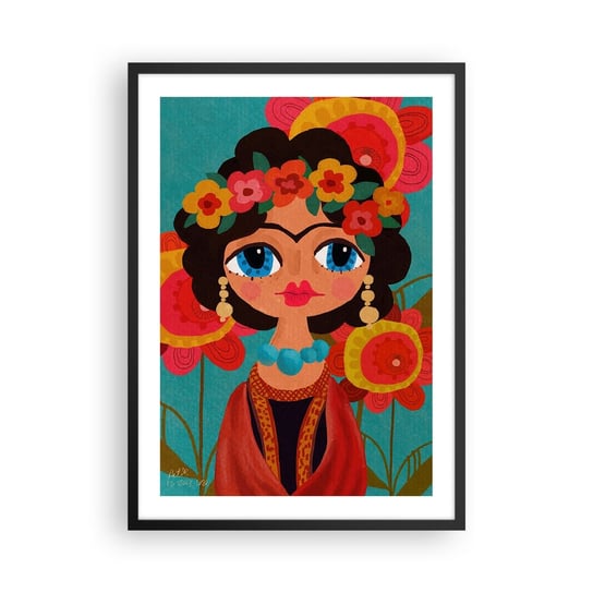 Obraz - Plakat - Makowa panienka - 50x70cm - Frida Kwiatki Kolorowy - Nowoczesny modny obraz Plakat czarna rama ARTTOR ARTTOR